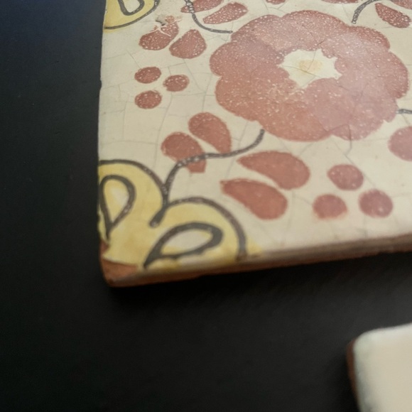 Mexican Hand Painted Terra-Cotta Talavera Vintage Tiles Set of 3 - Picture 8 of 13